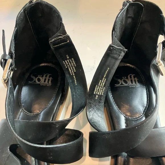 Sofft Starla Black Leather Strappy Ankle Strap Sandal Gladiator Size 11 - Picture 6 of 12